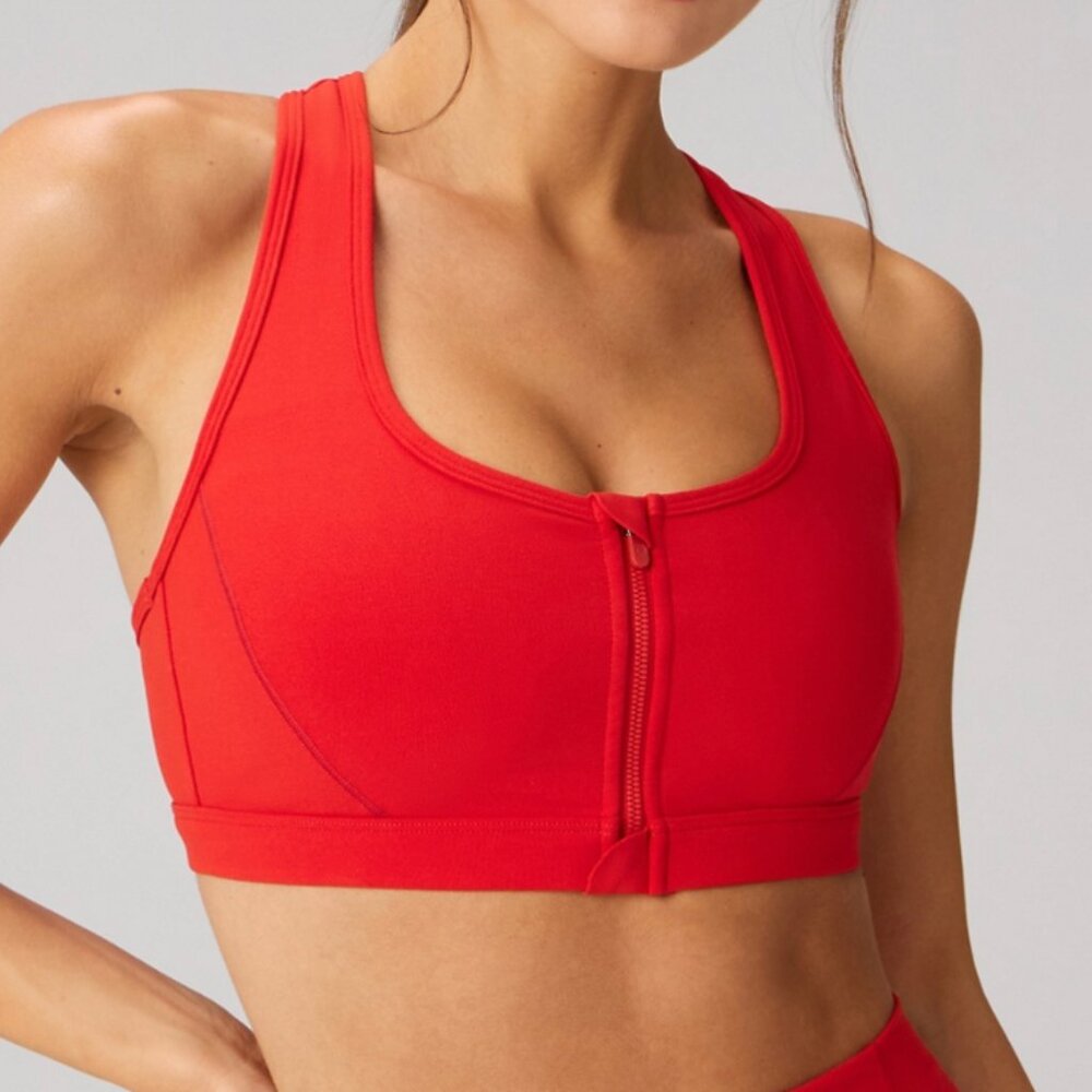 Fabletics Essential Front Zip Medium Impact Sports Bra